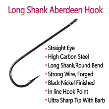 50 Aberdeen Long Shank Fishing Hooks #2