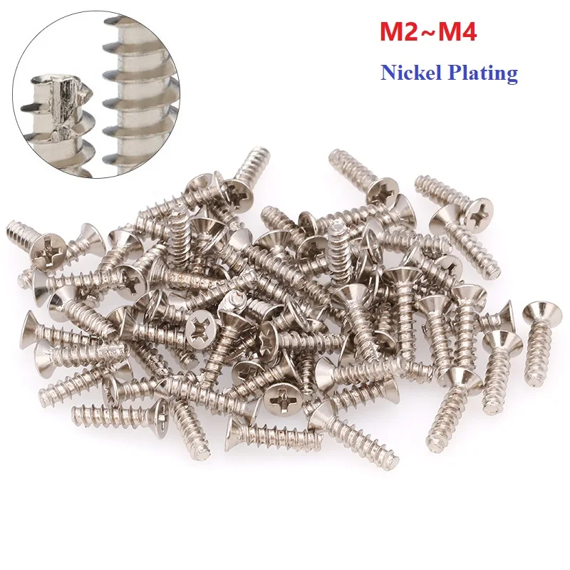 

Cross Recessed Countersunk Flat Head Self-tapping Screw M2 M2.3 M2.6 M3 M3.5 M4 Nickel Plating Screw Furniture Screws