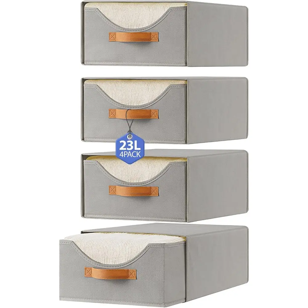 

16.5 Closet Drawers, Large Clothes Storage Bins, Push-Out Storage, Stackable Shelf Drawers, See-Through Window Closet Organizers