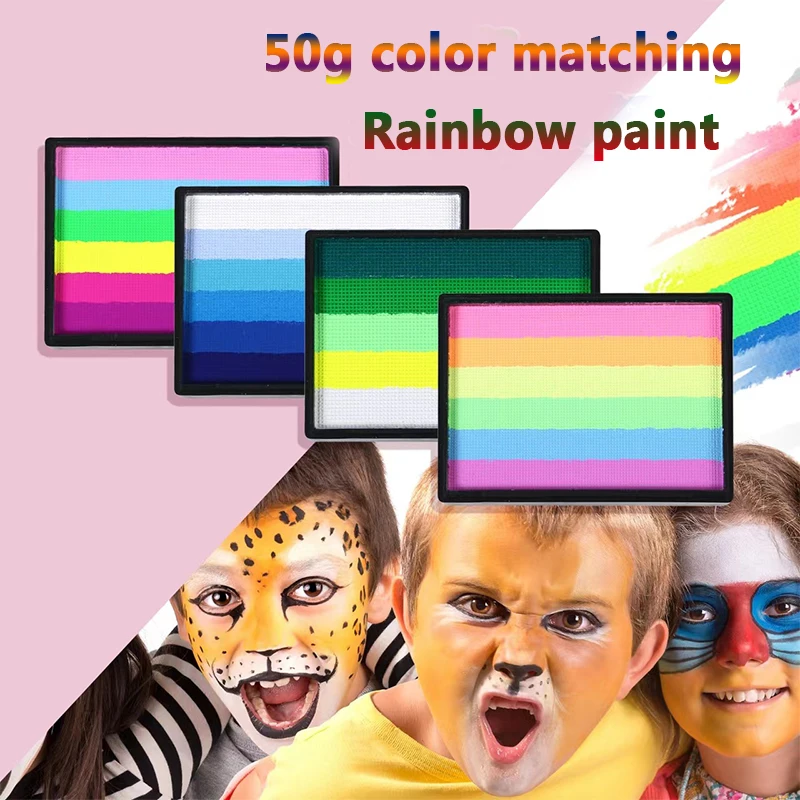 Pintura facial de arcoíris de 50g, pintura de acuarela, pintura corporal lavable para festivales, fiestas y eventos, sistema multicolor vibrante