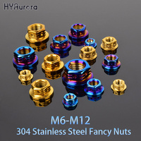 304 Stainless Steel Flange Hex Nut M6 M8 M10 M12 Burn Titanium Gold Flange Hex Nut for Car Motorcycle Bicycle