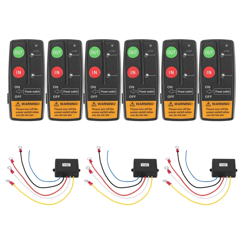 3 Set 12V Universal Car Digital Wireless Winch Crane Remote Control Controller Recovery Kit W/ Twin Handset Remote Rang