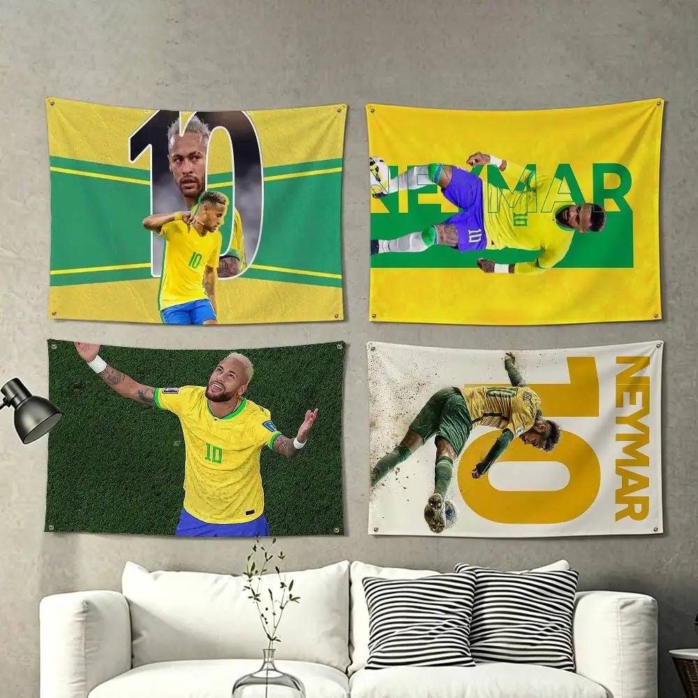 N-Neymar Jr 10 Brazil Football Flags for Bedrooms Home Decor Items Outdoor Decors Garage Decoration Flaga