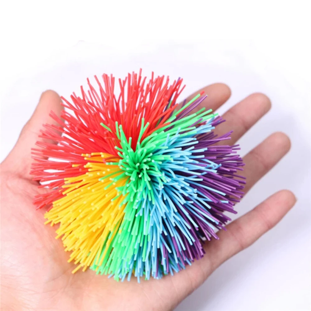 6cm/9cm Toy Balls Rainbow Ball Colorful Rainbow Fidget Sensory Ball Bouncy Stress Balls Baby Stretchy Ball Monkey Stringy Balls