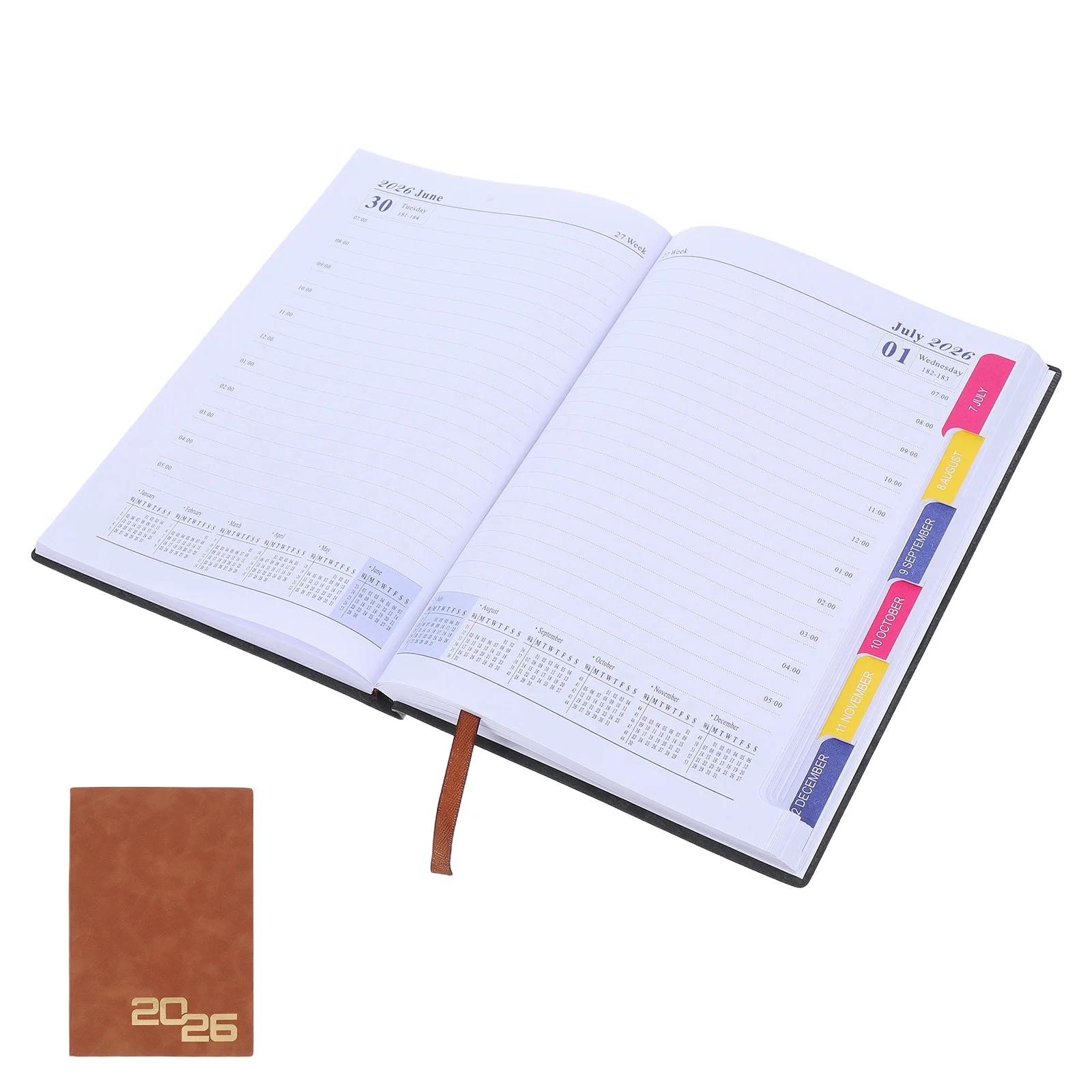 

Daily Planner Schedule Book A5 Journal Brown Faux Leather Professional Design Organizing Schedules Appointments Notebook
