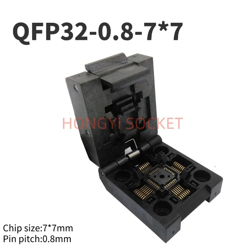 QFP32 32pin ICsocket Pitch0.8 ICsize7x7 adaptador con resorte para MCU Chip Eraser programador accesorio de grabación HAST 30V 50mΩ