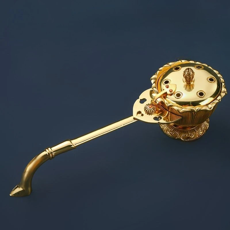 

Pure copper lotus type handle incense burner, lotus type hand burner long handle burner, incense burner Seiko