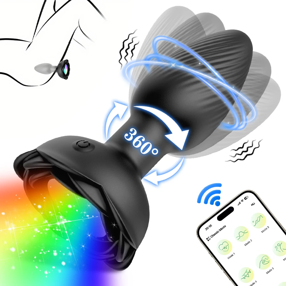 360 Rotation Anal Plug Vibrator Butt Plug with APP Control Men Prostate Massager Buttplug Adult Sex Toy for Women Men Gay 18+
