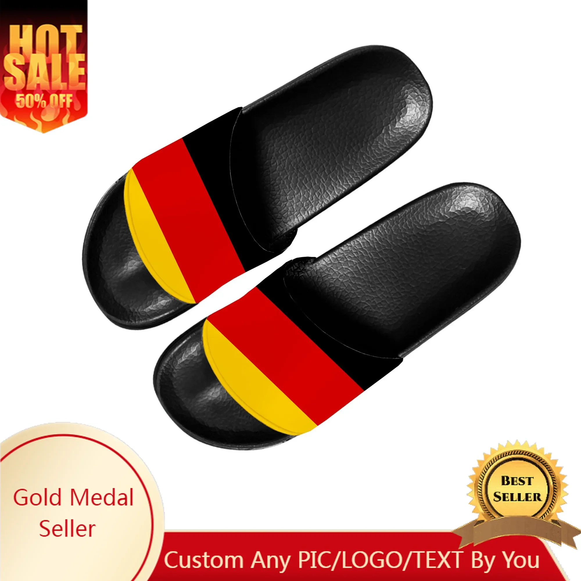 

German Flag Slippers Home Water Shoes Men Women Teenagers Germany Bathroom Beach Pool Sandals Custom Summer Slipper