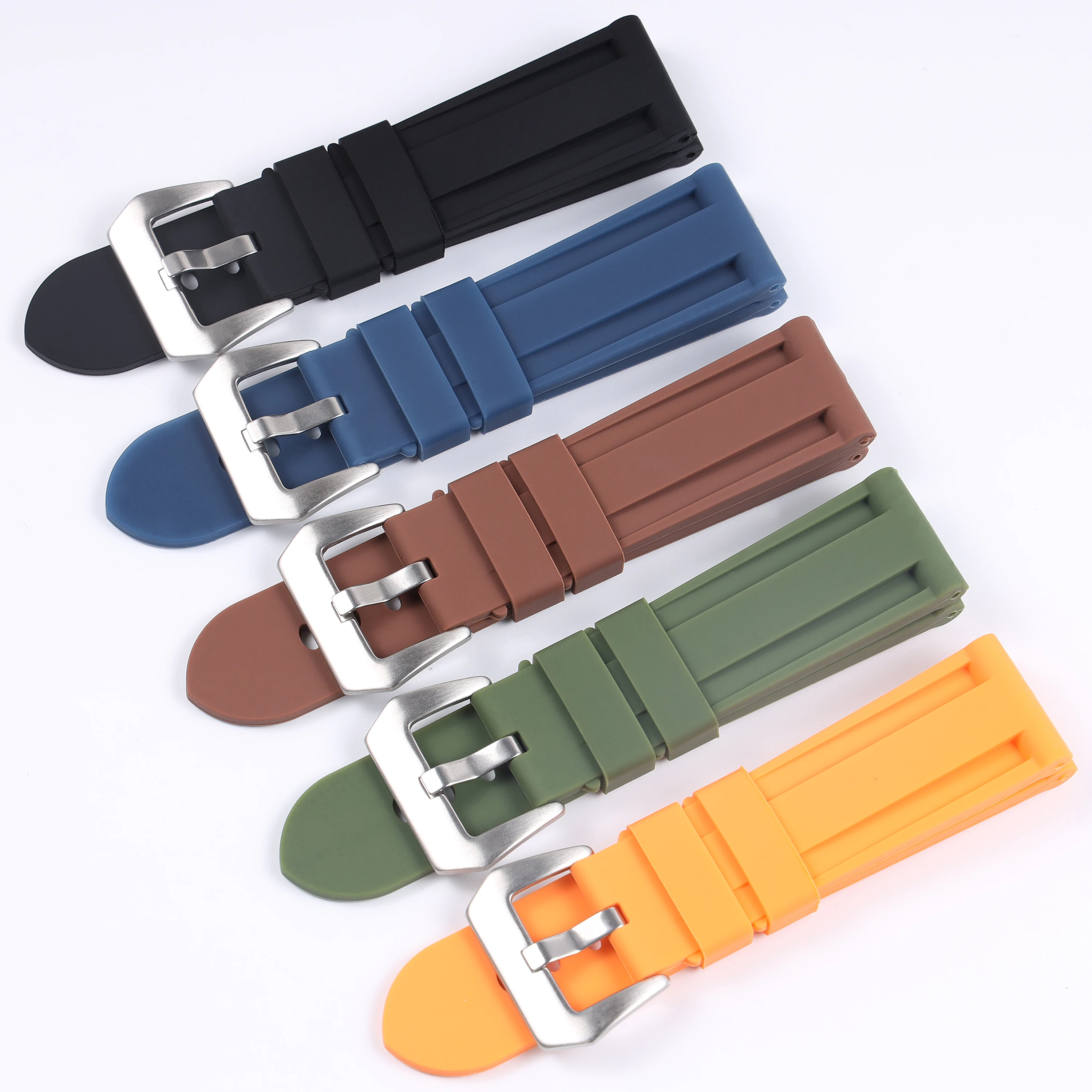 

Universal Silicone Watchband 20-26mm Black Yellow Blue Green Red Rubber Wrist Strap for Panerai Seiko Casio Huawei Samsung