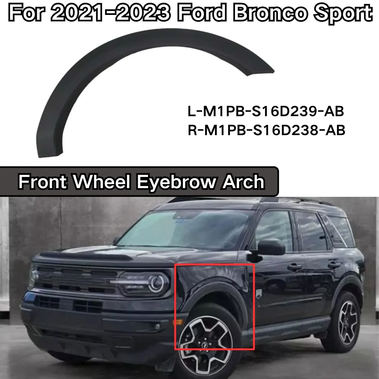 

For Ford Bronco Sport 2021 2022 2023 Front Wheel Eyebrow Arches M1PB-S16D238-AB Accessories Moulding Flares Trim Fender Mudguard