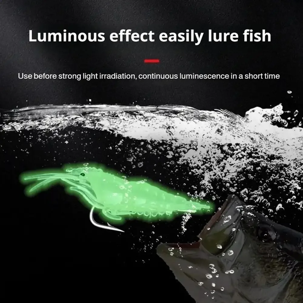 طُعم صيد السمك المتوهج في الظلام 4 سم، طُعم ناعم من الروبيان الواقعي مع خطاف، لسمك السلمون المرقط، طُعم صيد المياه العذبة والمياه المالحة #3
