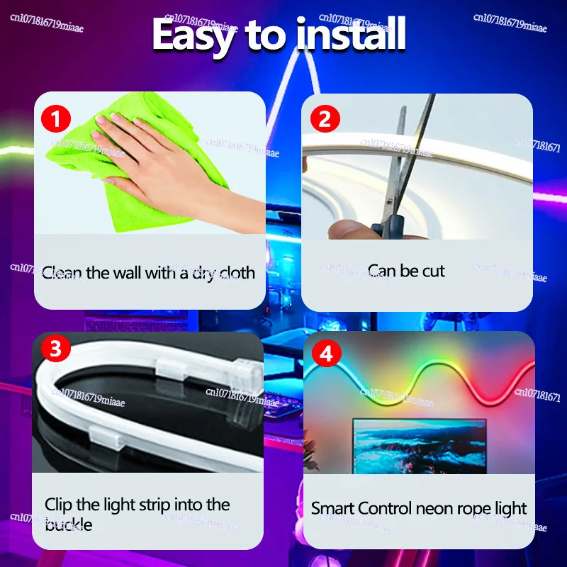 Graffiti Wifi Silicone Flexible Symphony Neon Light with Bluetooth Voice-activated Horse Racing Water