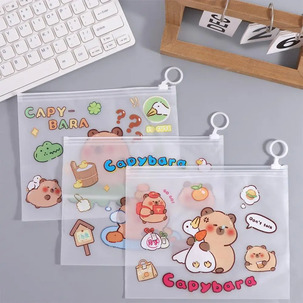 Large-capacity Capybara Transparent File Bag Zippered Light and Portable Test Paper Storage Bag Waterproof