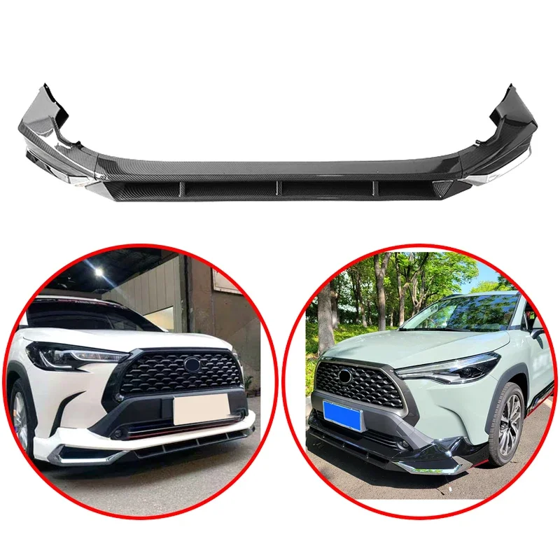 New Design For Toyota Corolla Cross 2020 2021 2022 2023 2024 GR Style Car Front Bumper Lip Spoiler Body Kit Glossy Black