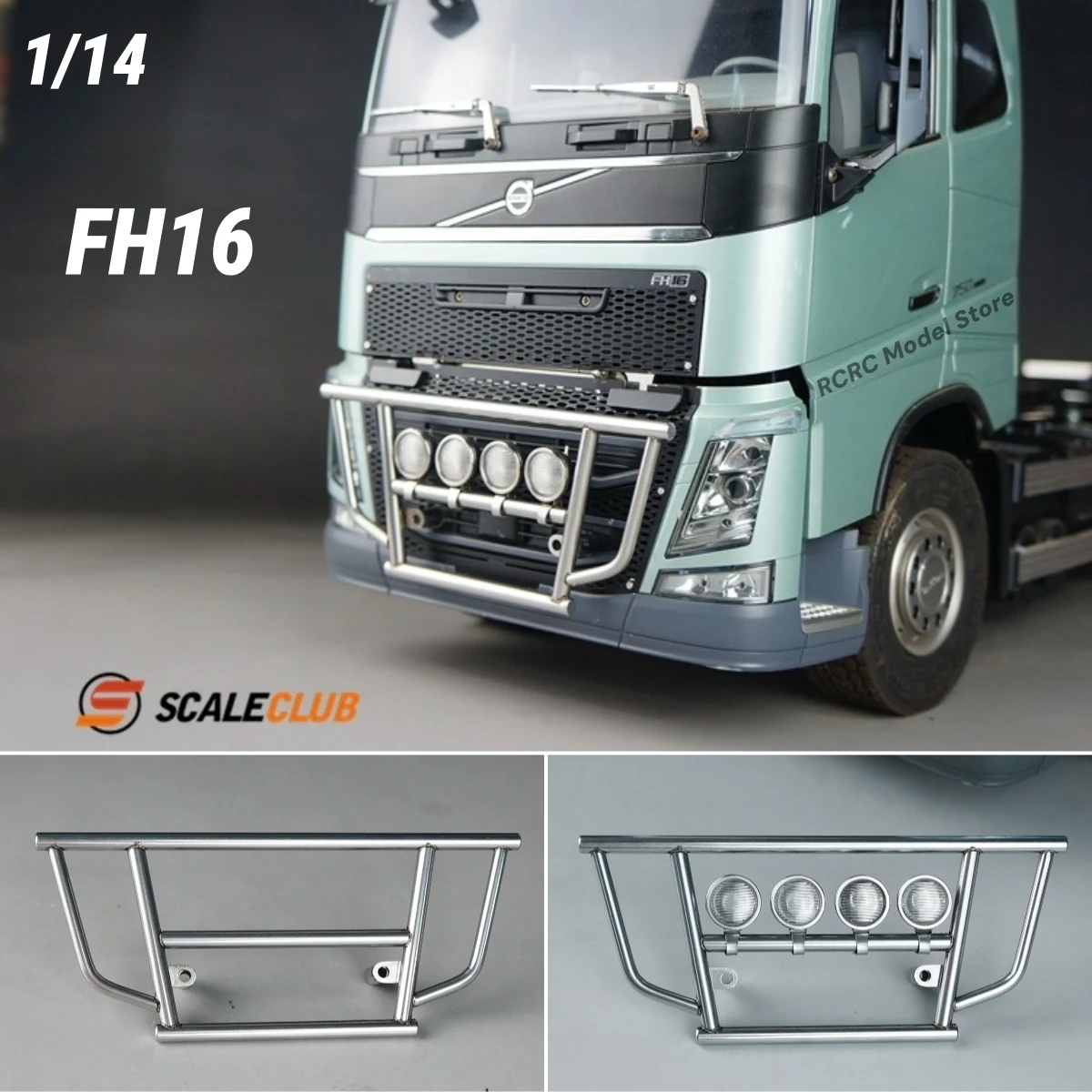 1-14-トイ・トラック-メタルフロントバンパーグリルガード-アニマルガード-タミヤ-1-14-rcトラック-ボルボ-fh16-diyパーツ-scaleclub-sl-vo-1用