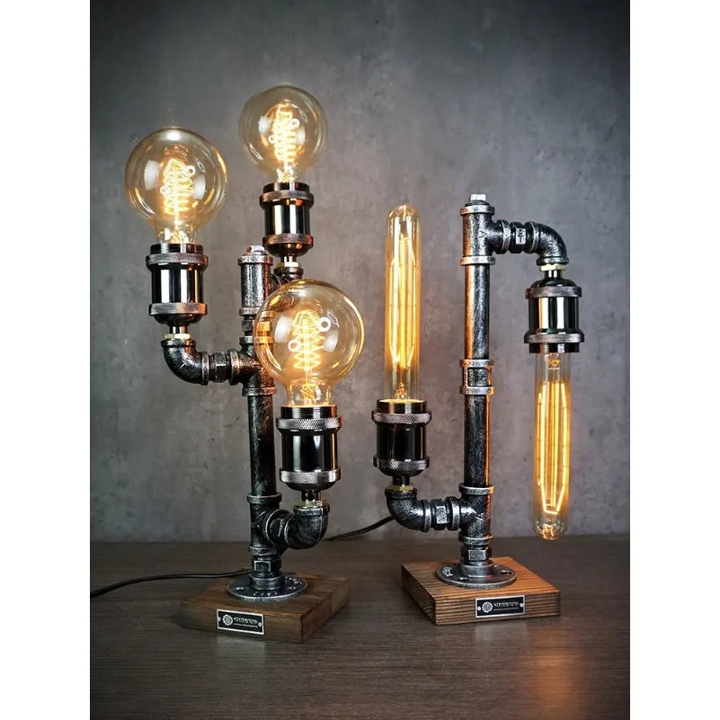 Creative Vintage Industrial Style Table Lighting Warm Ambient Desktop Lighting for Study Bedroom Bar Counter