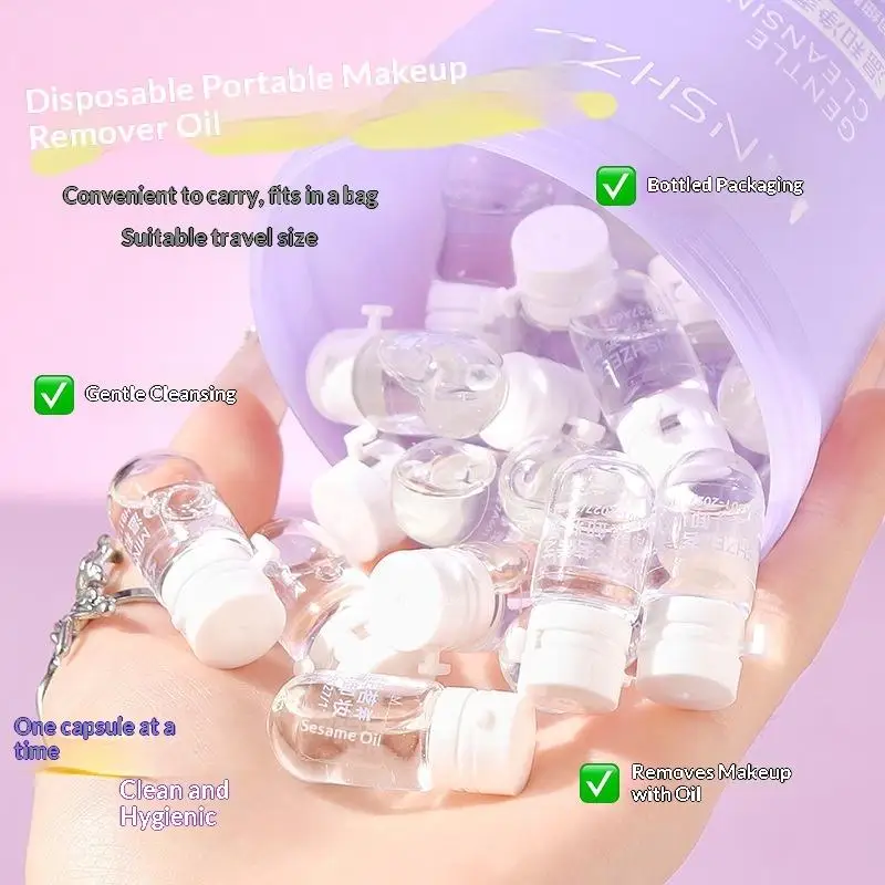 20Pcs Cleansing Oil Single-Use Portable Travel Makeup Remover Oil Gentle Deep Cleansing Mild Non-irritating Pore Cleansing Oil" image 3
