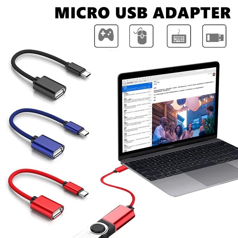 Adaptador de Cable OTG tipo c / Micro USB macho a USB hembra para Samsung Android