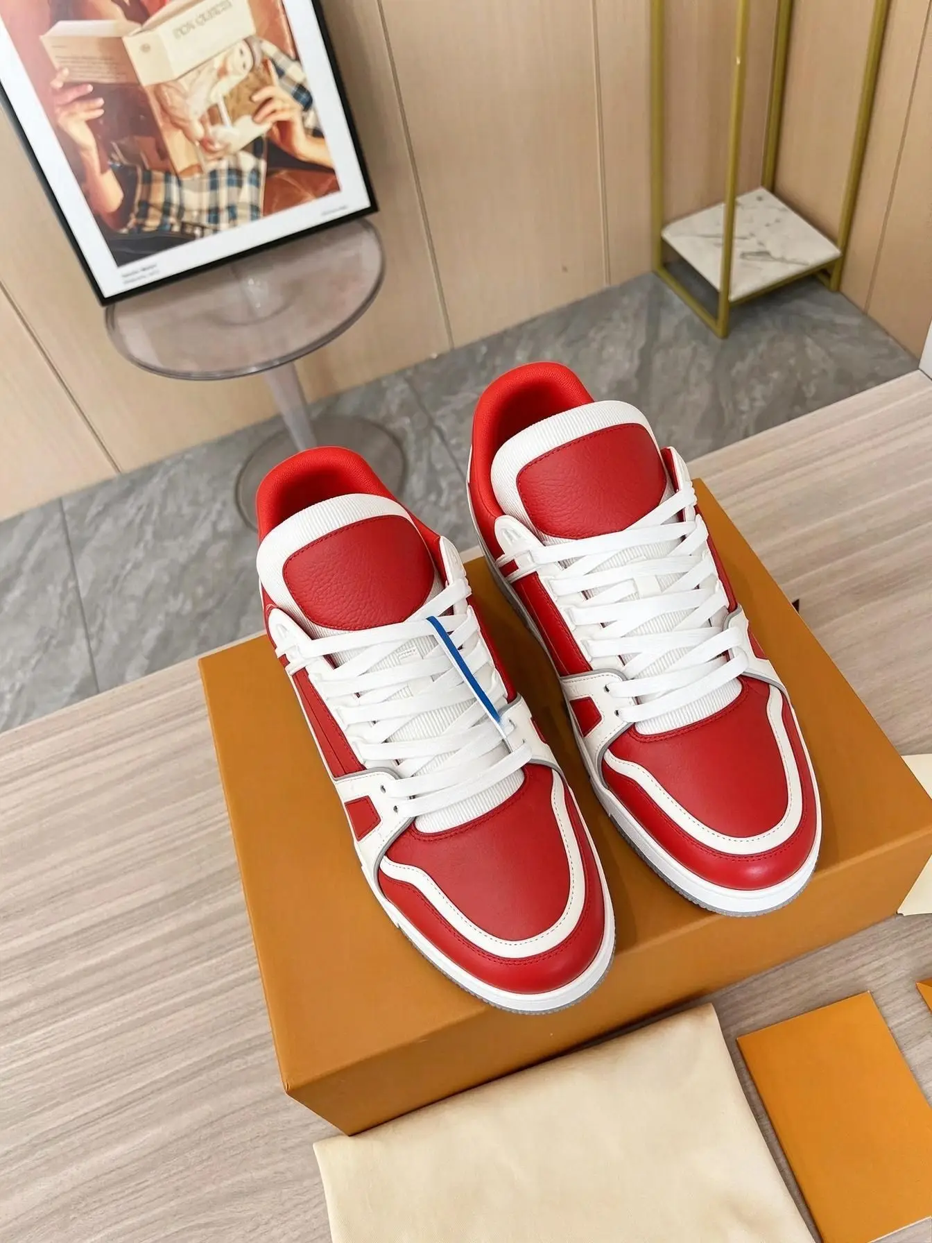 Unisex Retro Red‑White Casual Board Shoes Lace‑Up Multi‑Layer Stitching Lightweight Streetwear Sneakers For Male Female