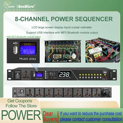 SenMicer PK-50S 8-channel Professional Power Sequencer Controller Protection Socket USB Interface MP3 Bluetooth Module Output