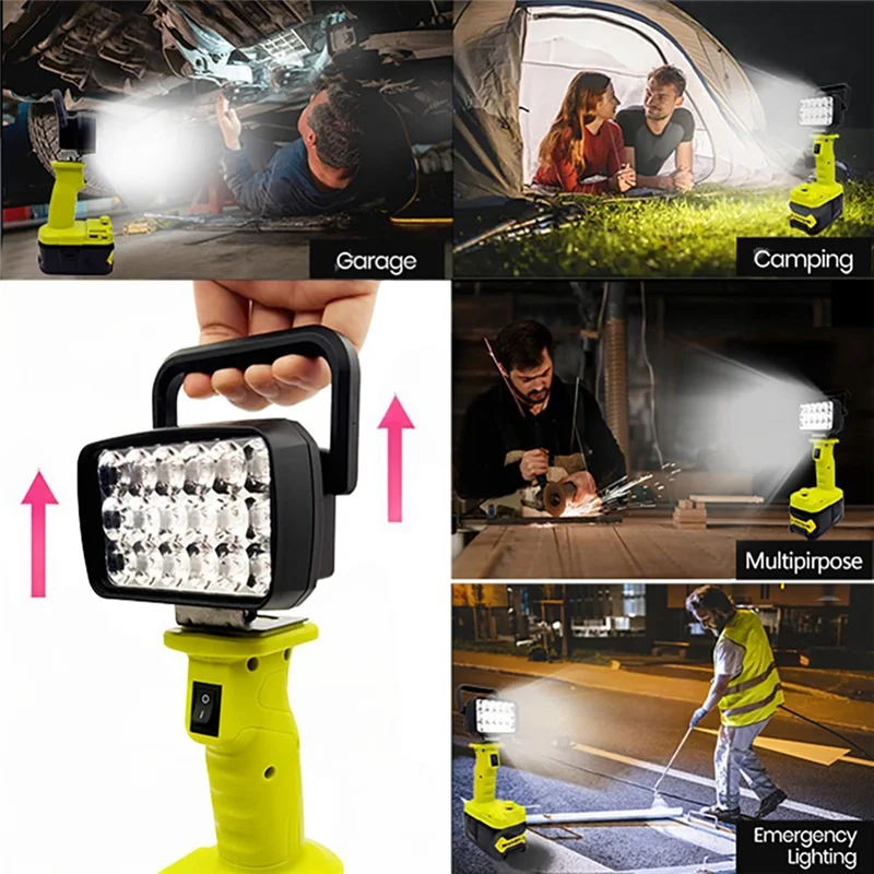 

ABJI-Lanterns Portable 18 LED Work Lights Camping Lamp Torch Spotlight Flashlight Searchlight For Ryobi 18V Lithium Battery