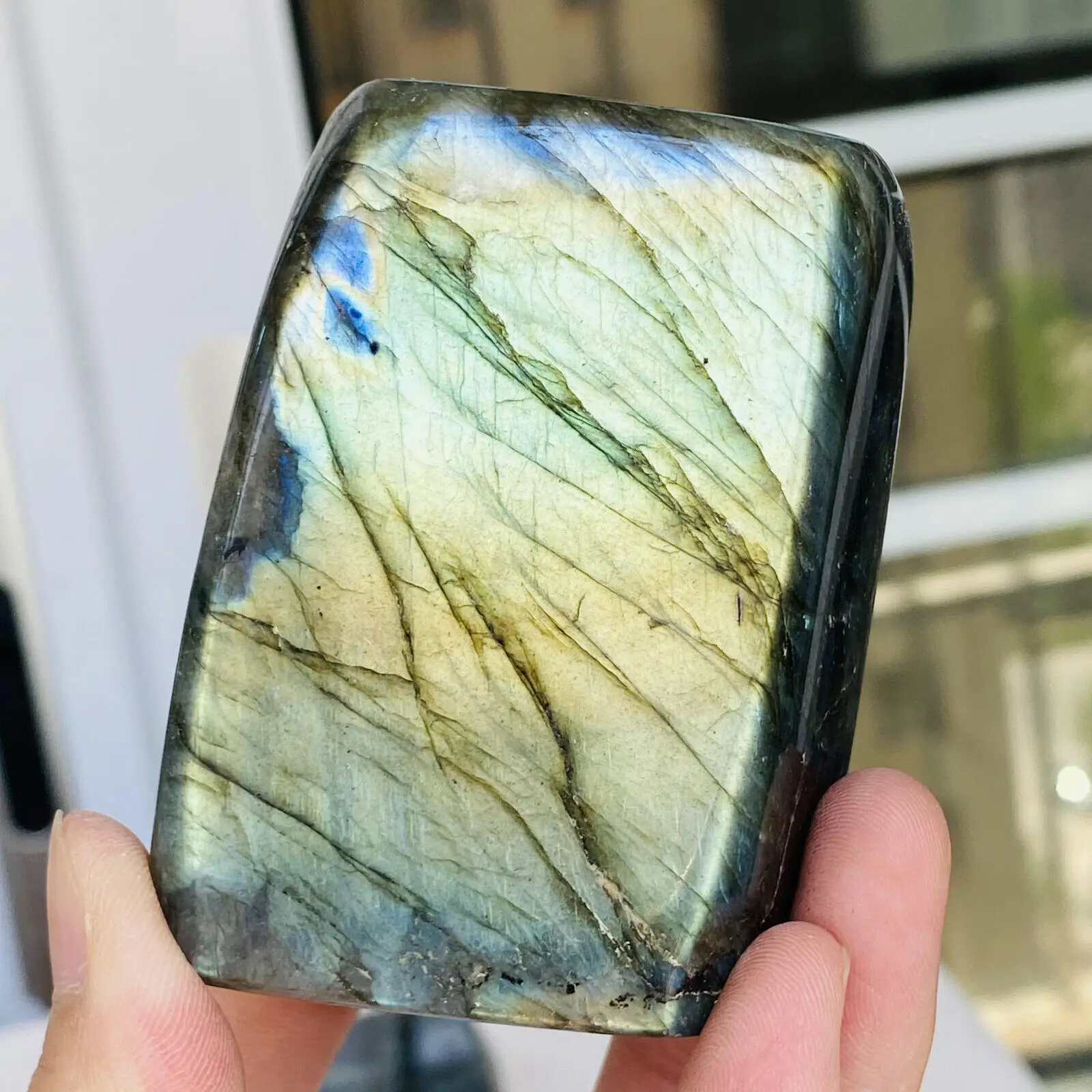200-2600g Natural Crystal Moonstone Raw Gemstone Ornament Polished Quartz Labradorite Handicraft Decorating Stone Healing