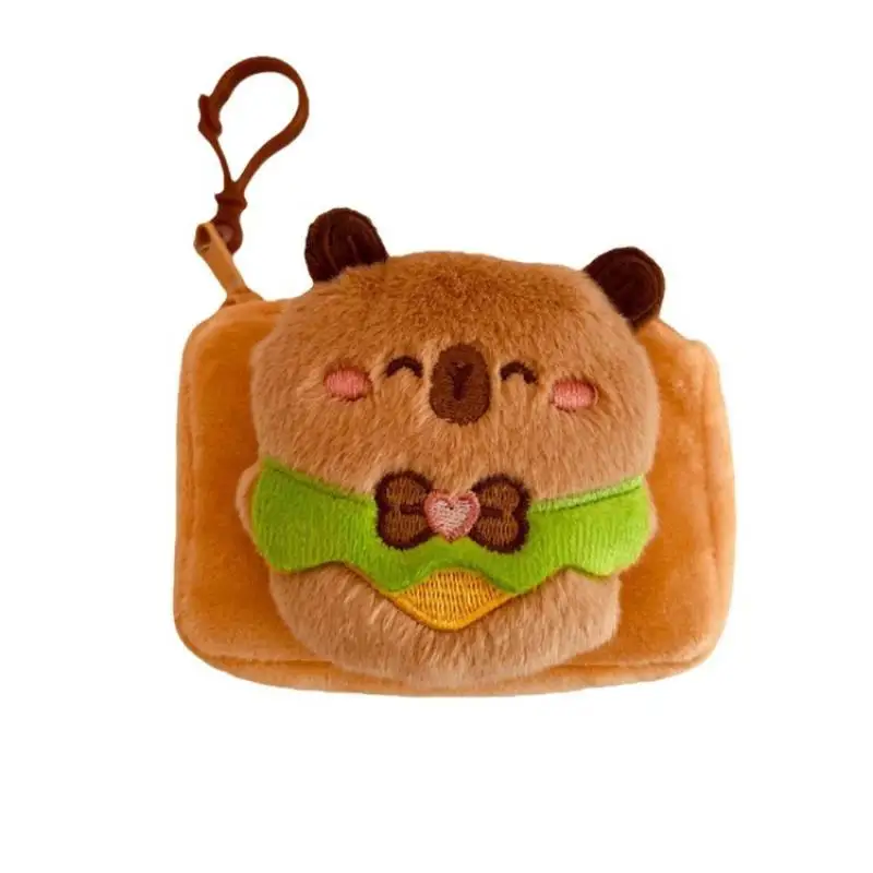 ของขวัญสําหรับเด็ก: กระเป๋าใส่เหรียญการ์ตูน Capybara ผ้าพลัฌและที่เก็บหูฟัง; อุปกรณ์เสริมกระเป๋าพวงกุญแจมีสไตล์