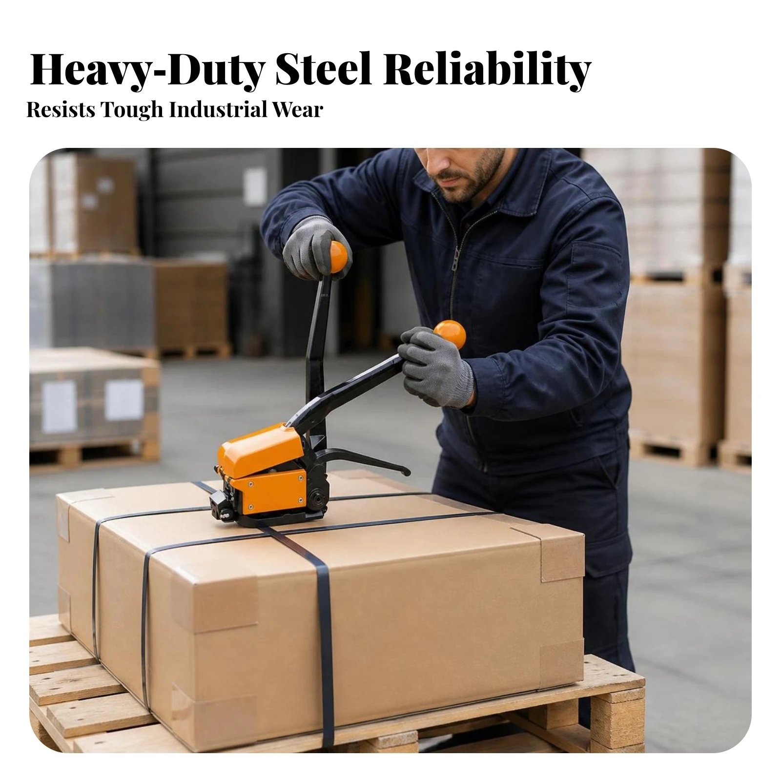 Manual Steel Strapping Tool Heavy-Duty Steel Strap Tensioner Manual Bander Hand-Operated Compact for Packagers view 2