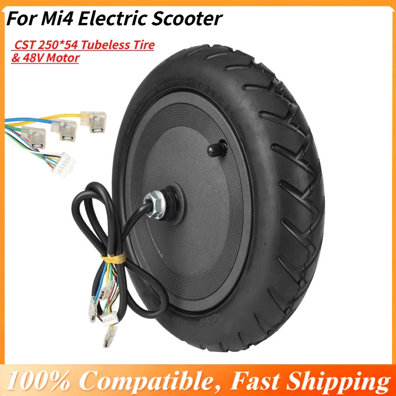 

Complete Rear Motor Wheel Assembly for Mi4 Electric Scooter, Original CST 250*54 Tubeless Tire & 48V Motor, Ready-to-Install