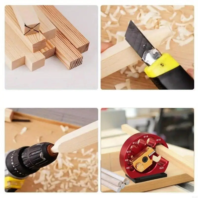 HX6C Dowel Maker JIG ชุดอลูมิเนียมอัลลอยด์ไม้บาร์หมุนรอบเสริมเครื่องมือใบมีดโลหะ 8-20 เส้นผ่านศูนย์กลางหมุน