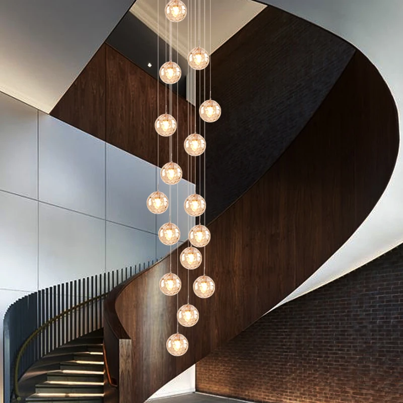 

Modern E27 Chandelier LED Glass Balls Pendant Lights Nordic Designer Lighting Home Decoration Living Room Staircase Chandeliers