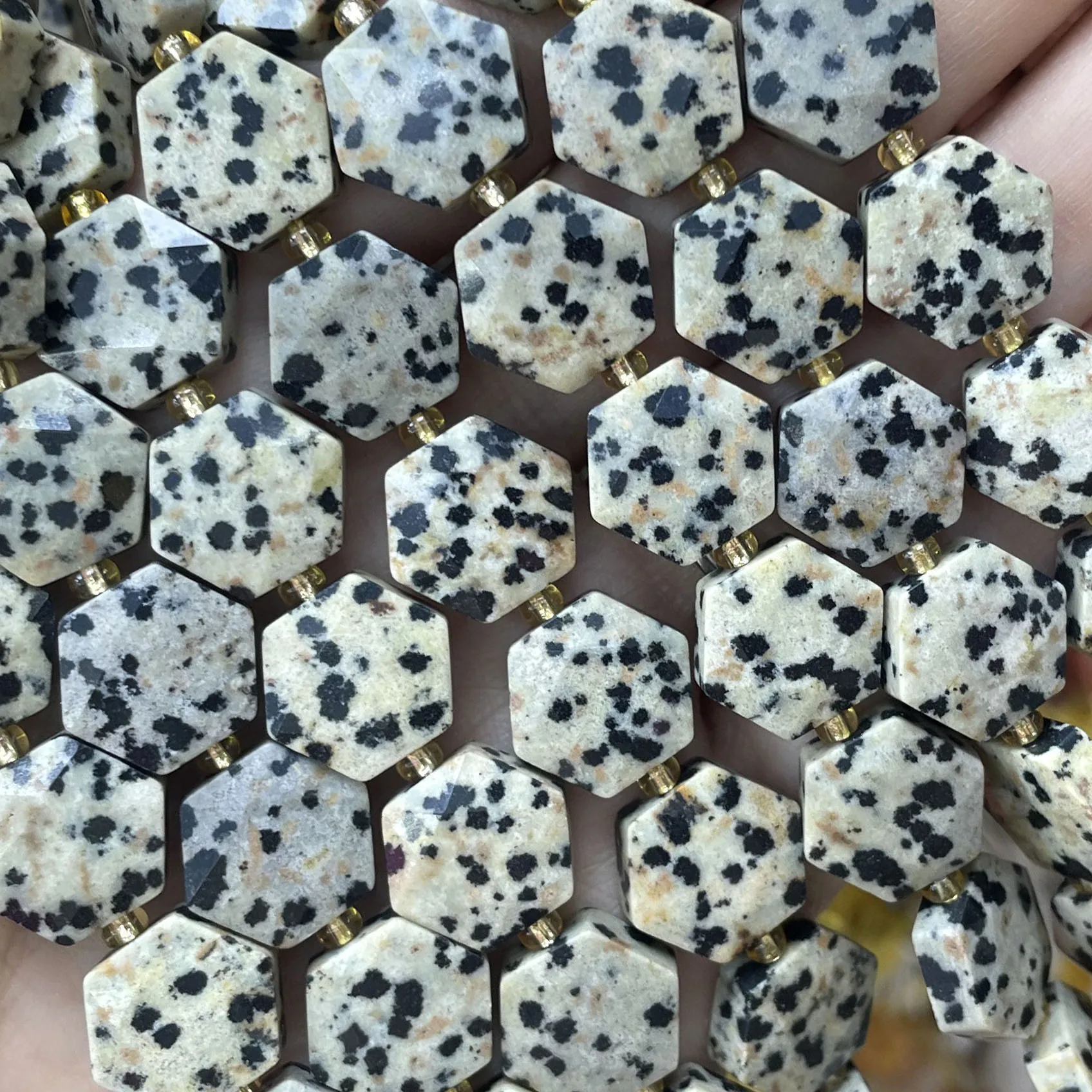 12 mm Naturstein, facettiert, sechseckig, Aventurin, Quarz, Jade, Abstandsperlen für die Schmuckherstellung, DIY-Armband, Halskette, Zubehör – Detail 4