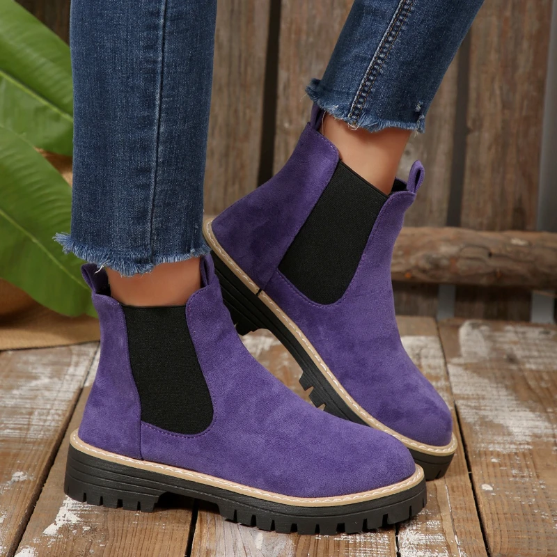 2026 Neue Winter-Bestseller Bequeme Lässige Kurze Stiefel, Modische Chelsea-Stiefel mit Runder Spitze und Quadratischem Absatz
