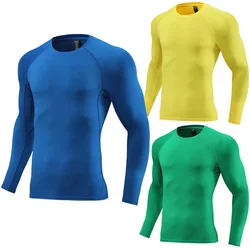 Men Long Sleeve Slim Tops Tees Sportswear Gym Fitness Compression T-shirt Running Football Jersey Outdoor Jogging Tight Quick