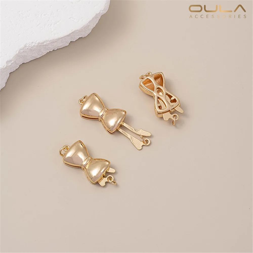 

1pcs Hand-made Diy Pearl Necklace, Bracelet, Accessory Clasp, Pendant Clasp, 14K Gold-plated Bow Clasp with Color Retention
