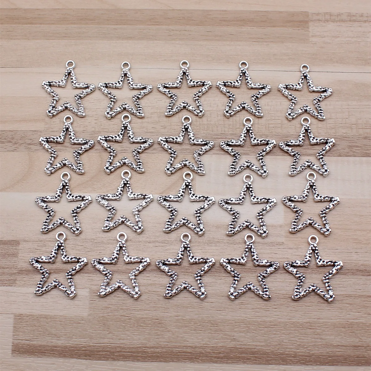 IFOCUS 20pcs/Lot Hollow Star Charms For DIY Jewelry Making Zinc Alloy 26x21mm/1.02x0.83inch