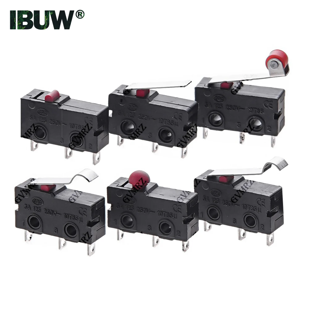 10PCS No Nc 2/3Pin Roller Arc Rod Quick Button Switch Micro Switch Copper Contact 5A 125/250V Mini Limit Switch 2P 3P