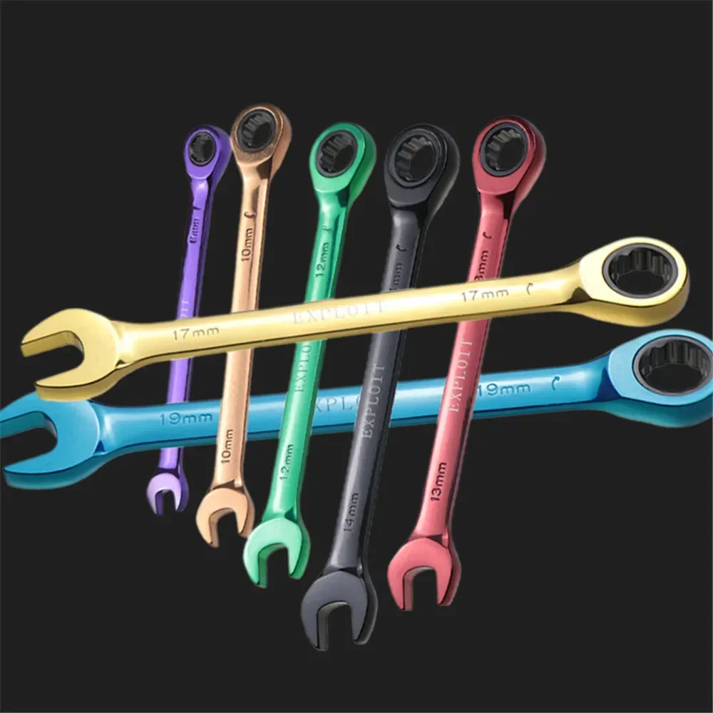 Dual-purpose Open Movable Wrench Multi-function Color Ratchet Hex Key Hand Tools Hardware Acessories 8/10/12/13/14/17/19mm