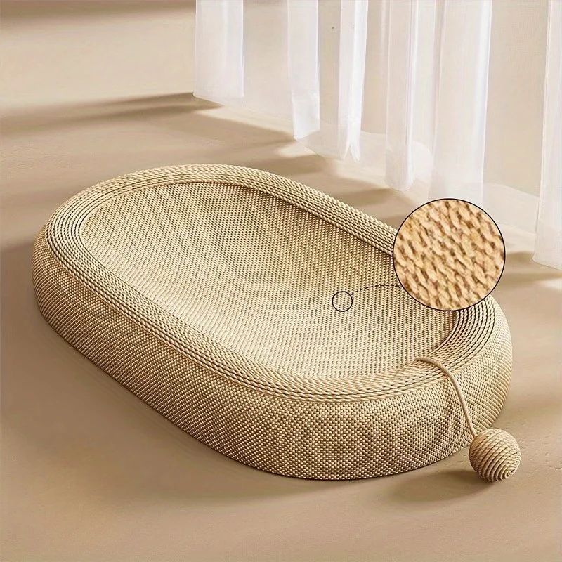 

Durable Oval linen Cat Scratch with Integrated Litter Box - All Season Paw Care Toy for Cats large size Pet supplies
