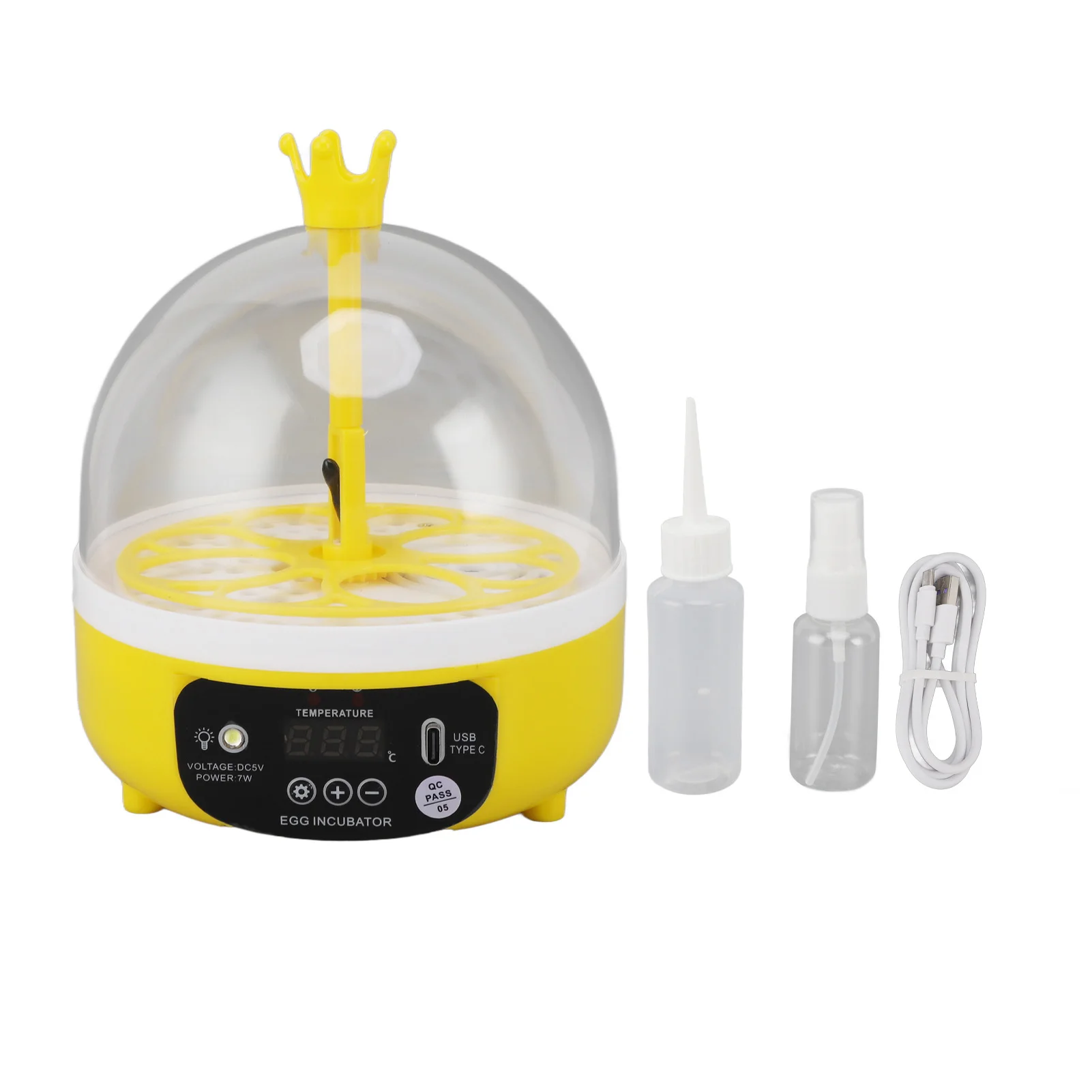 Egg Incubator 4 Eggs Compact Poultry Hatching Machine ABS Automatic Temperature Humidity Control Transparent Lid for School
