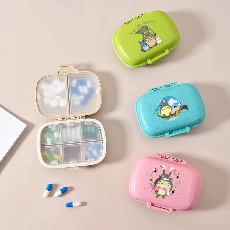 Cajas de pastillas selladas a prueba de polvo y humedad de Totoro, embalaje portátil de viaje, caja de medicina con estampado de dibujos animados y anime