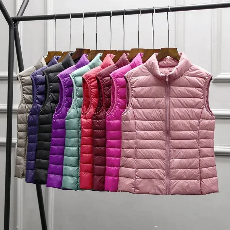 Ultra Light Duck Down Vest 2023 New Women Winter Jacket Windproof Puffer Jacket Waistcoat Sleeveless Lightweight Female Outwear