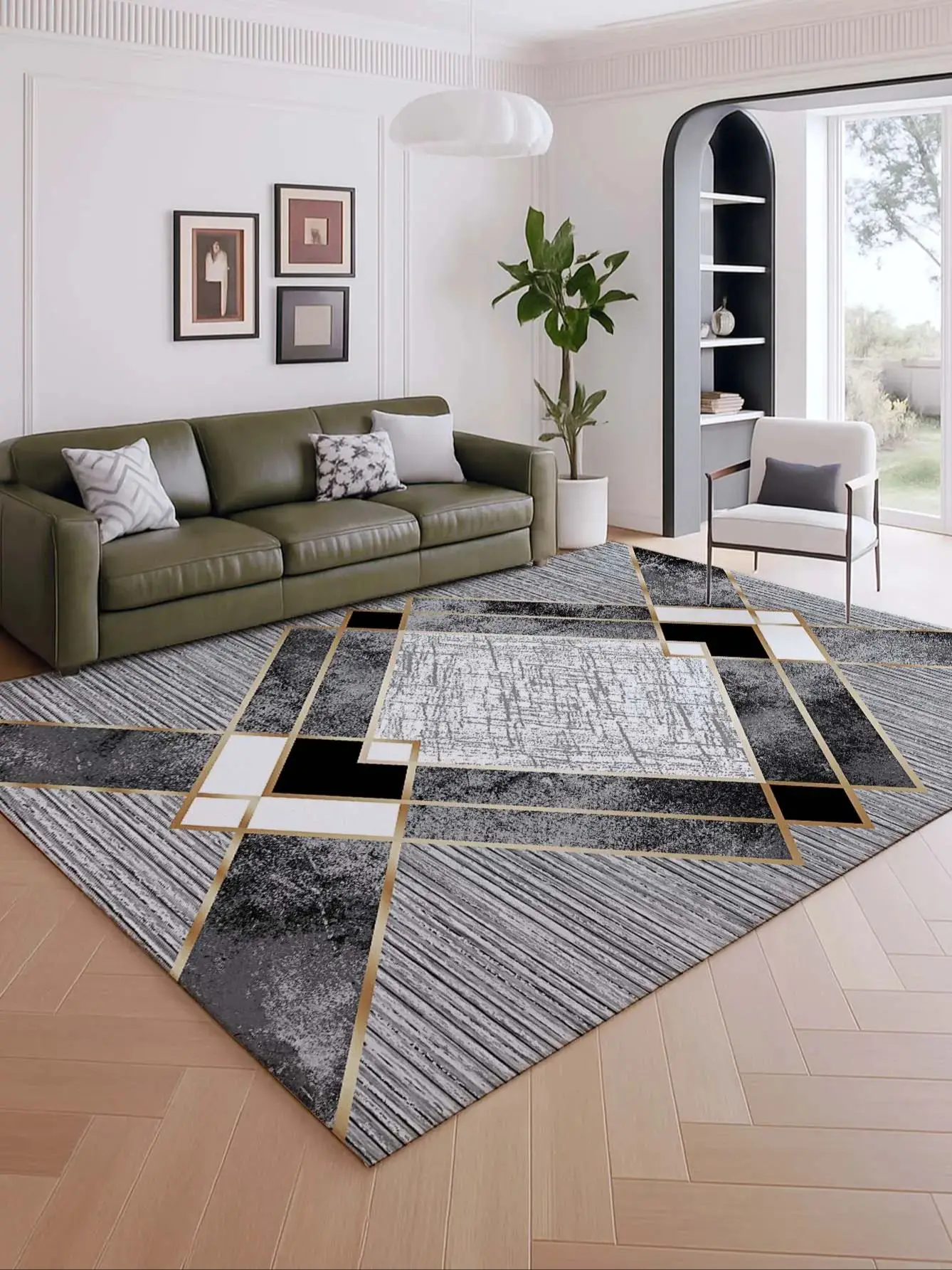 Luxuriöser Teppich für den Innenbereich, Neuer Waschbarer Teppich aus Imitiertem Kaschmir, Wohnzimmerteppich, Sofateppich, Schlafzimmerteppich, Bettvorleger, Rutschfester Bodenteppich, Esszimmer- und