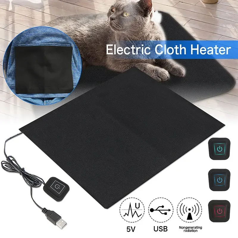 5V Adjustable Temperature USB Electric Clothes Heater Sheet Winter Heated For Cloth Waist Warmer Tablet Electric Heating Sheet