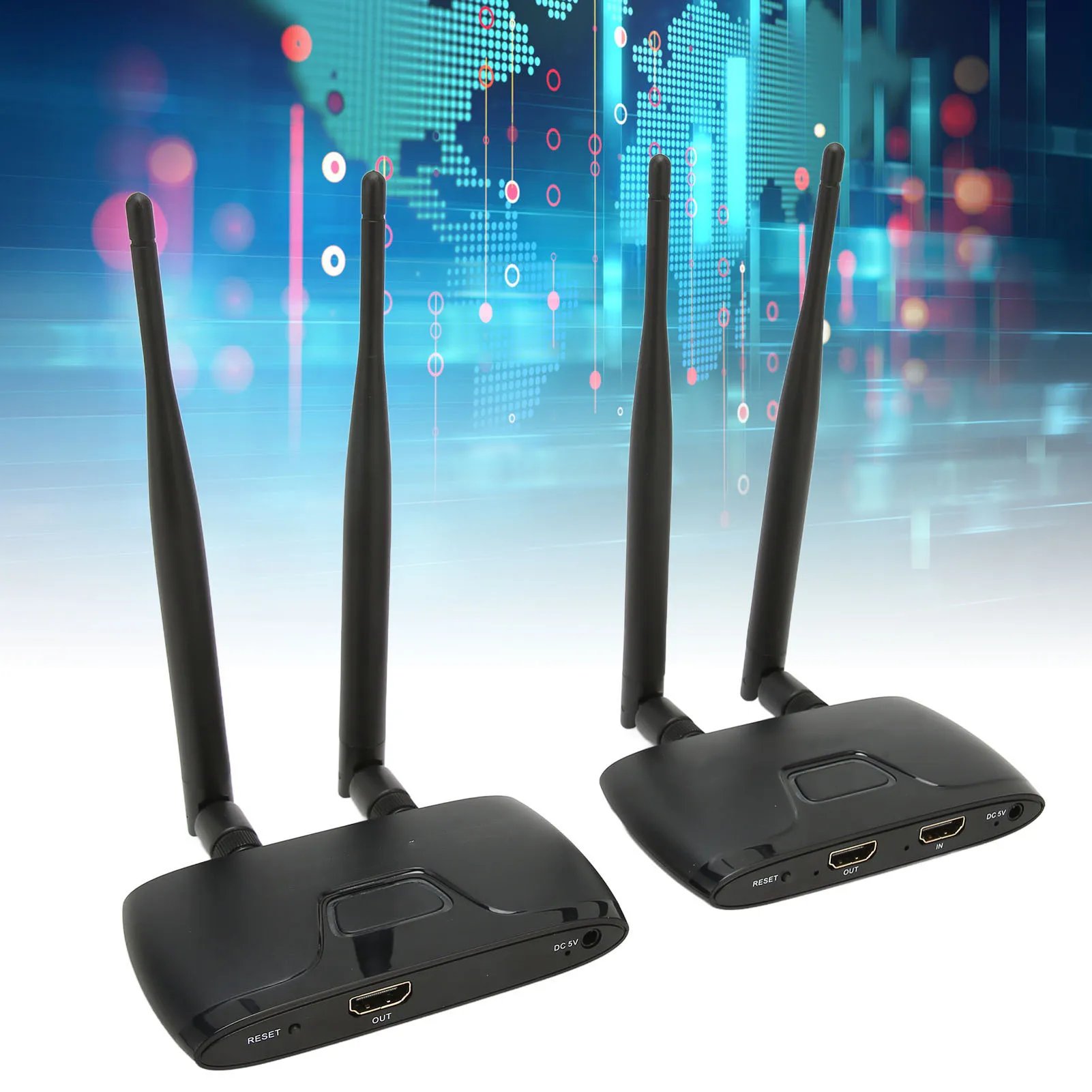 Wireless HD Multimedia Interface Extender 100‑240V AV Transmitter Receiver Full HD 656ft Delayless with Loop Out for Projector