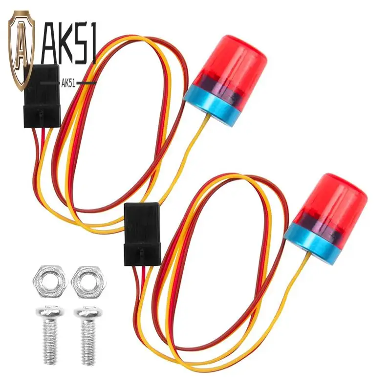 

AK51-2Pcs Multi-Function RC LED Flash Lights Alarm Lamp Flashing Rotating Light For 1/14 RC Tamiya Tractor RC Truck Red