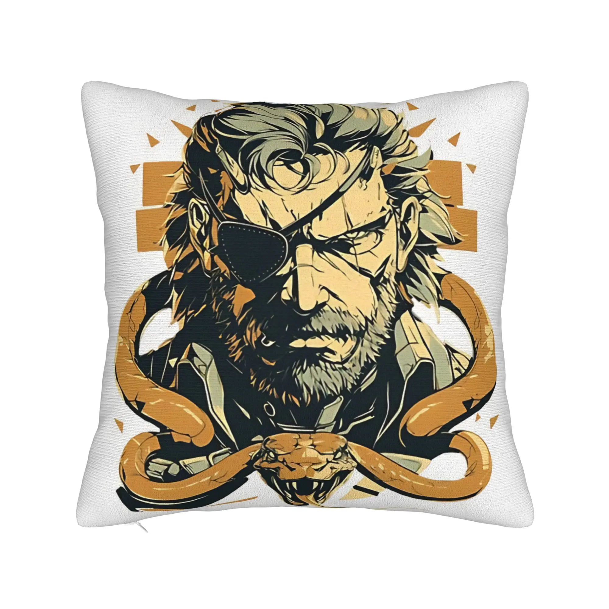 Metal Gear Solid  Snake MGS Pillow Cover  Vintage Pillow Case For Living Room Sofa Print Pillowcases Gift