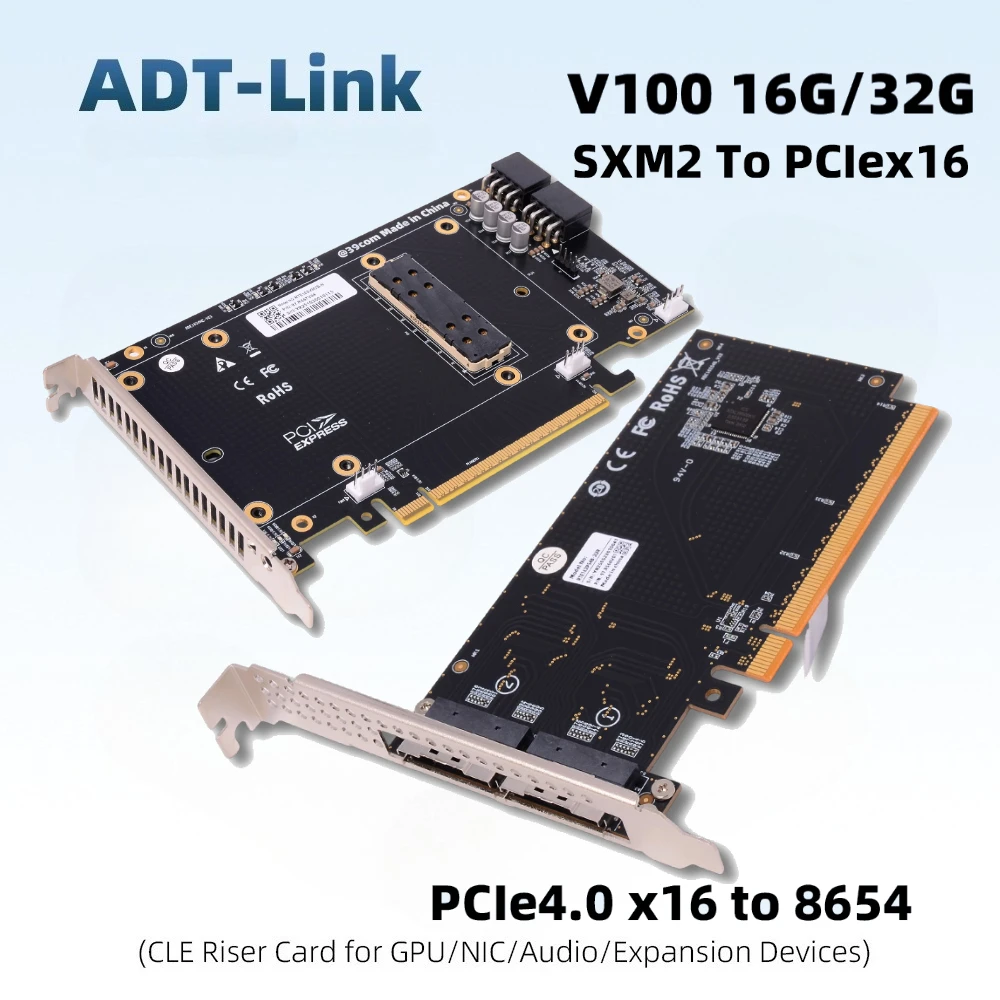 SXM2 To PCIe 3.0 X16 16G/32G Adapter Card for Nvidia V100 GPU Graphics Video Cards Expansion PCIe 4.0 16x To SFF-8654 Split Card