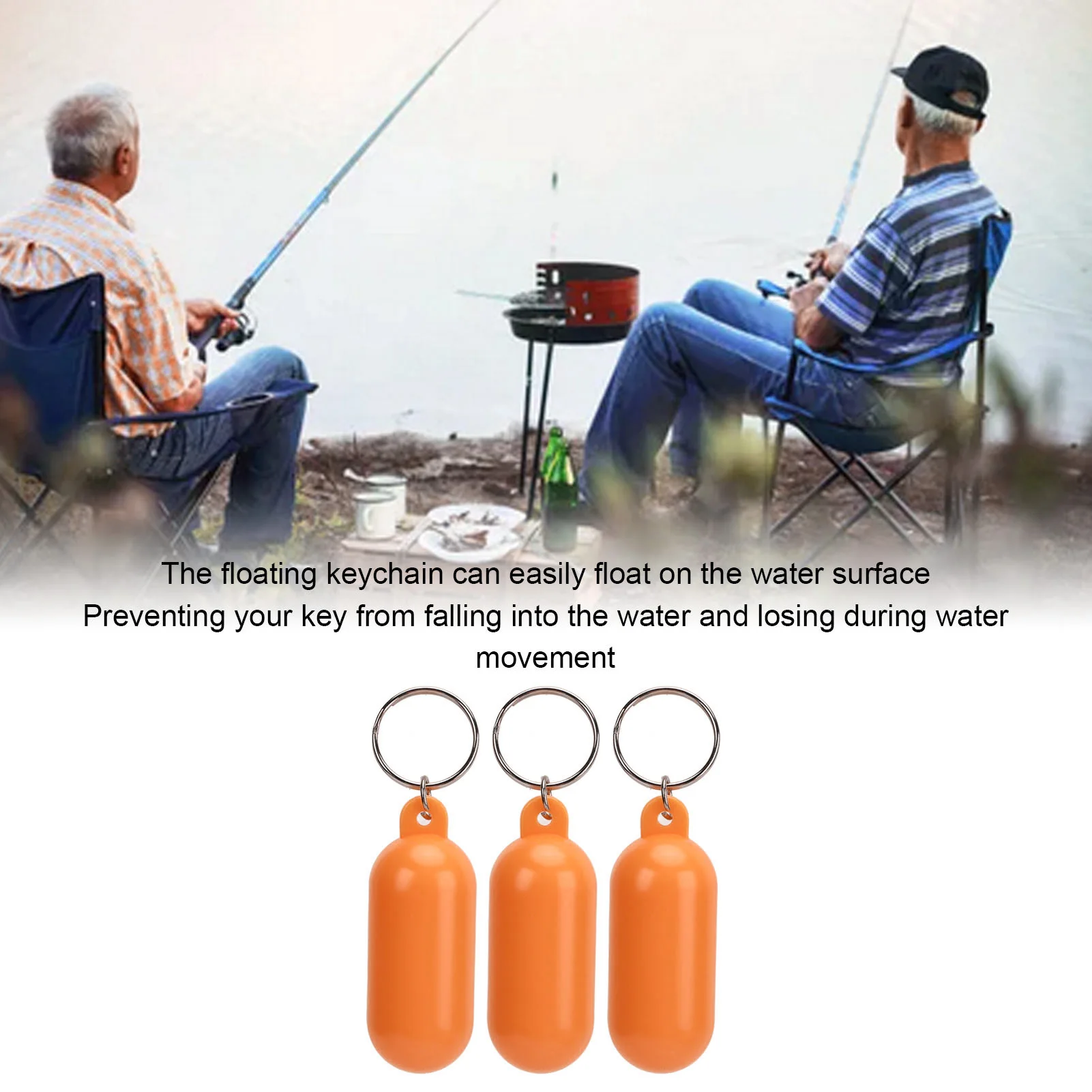 Boating  Keychain ABS and Stainless Steel Great Buoyancy Floating Key Holder Waterproof Bright Orange for Sailing